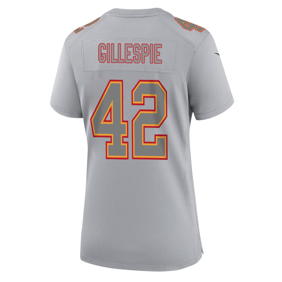 Alternative view of Tyree Gillespie 42 Kansas City Chiefs Super Bowl LVIII Champions 4X Atmosphere Fashion Game Women Jersey - Gray JS7678 nicesnker
