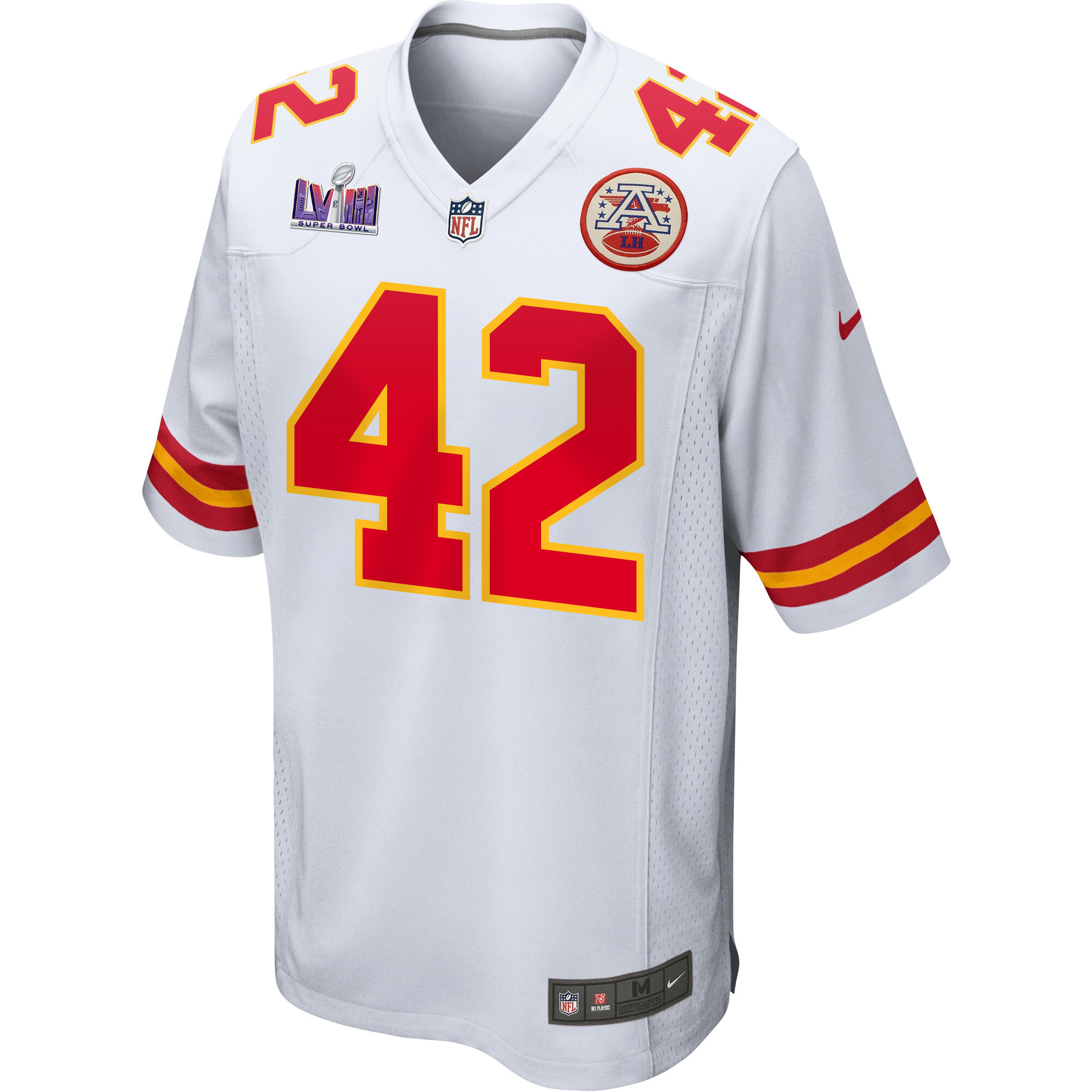 Alternative view of Tyree Gillespie 42 Kansas City Chiefs Super Bowl LVIII Patch Game Men Jersey - White JS1754 nicesnker