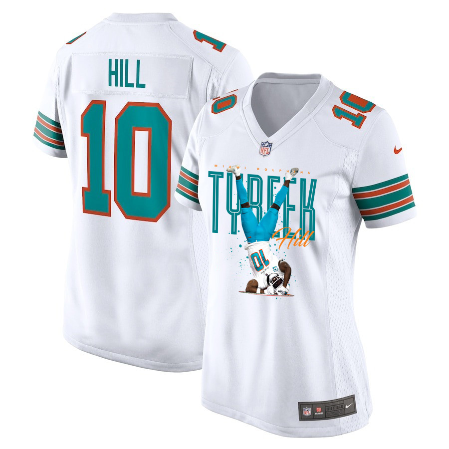 Tyreek Hill 10 Miami Dolphins Celebrating Women Alternate Game Jersey - White JS2781 nicesnker