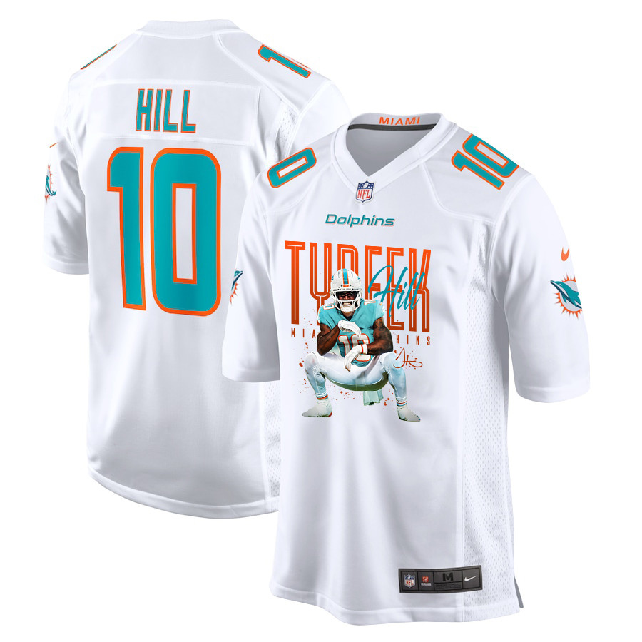 Tyreek Hill 10 Miami Dolphins Cheetah Celebration Game YOUTH Jersey - White JS1496 nicesnker