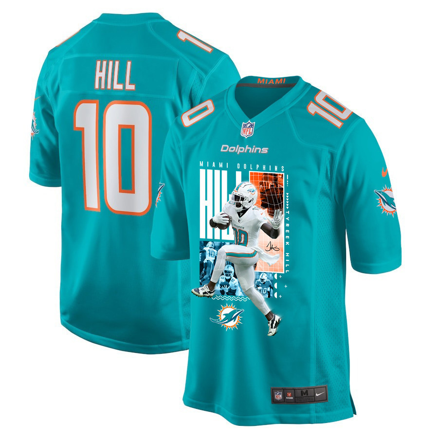 Tyreek Hill 10 Miami Dolphins The Cheetah Game Men Jersey - Aqua JS5605 nicesnker