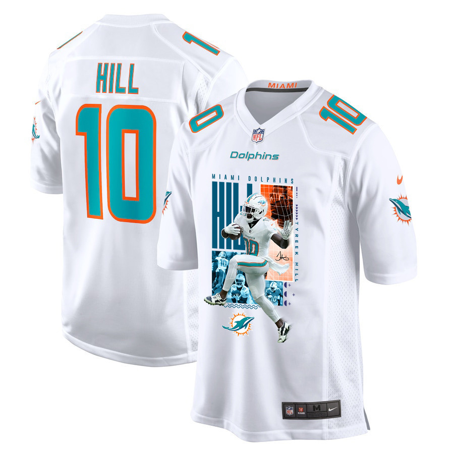 Tyreek Hill 10 Miami Dolphins The Cheetah Game Men Jersey - White JS6511 nicesnker