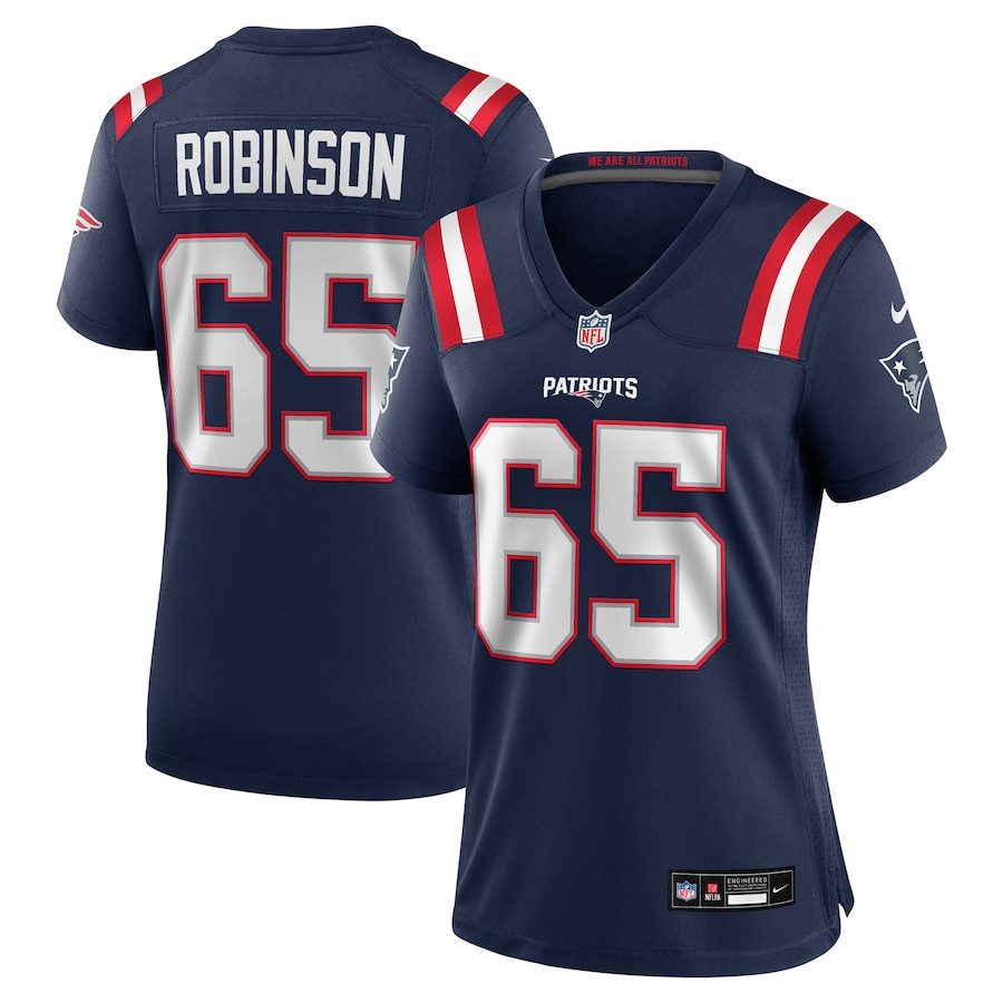 Tyrese Robinson 65 New England Patriots Women's Game Jersey - Navy JS6073 nicesnker