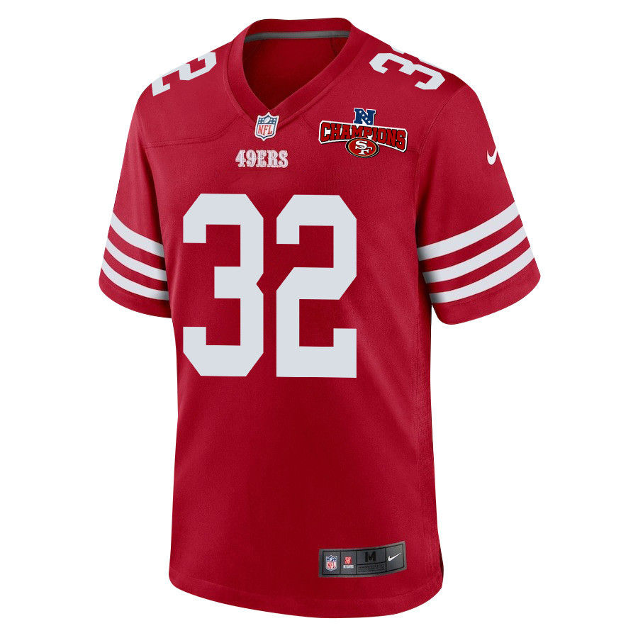 Alternative view of Tyrion Davis-Price 32 San Francisco 49ers NFC Champions Patch Game Men Jersey - Scarlet JS2576 nicesnker
