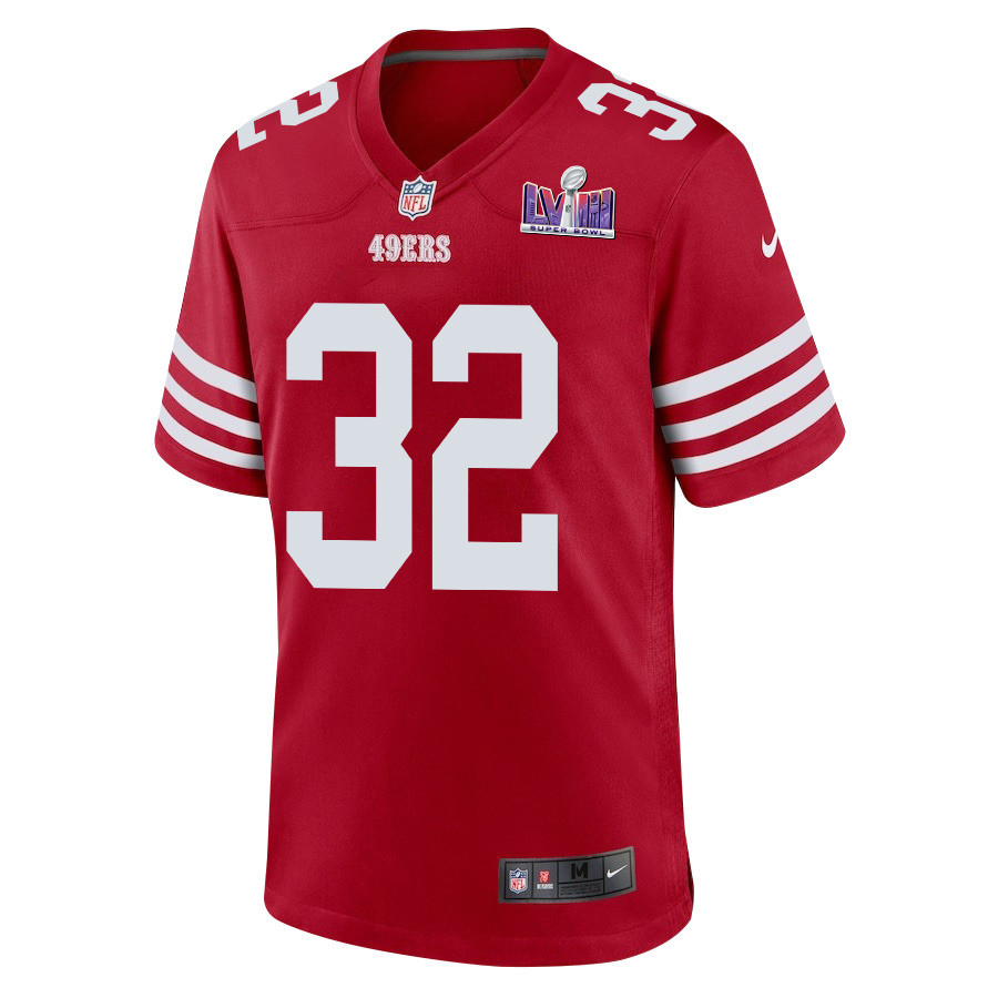 Alternative view of Tyrion Davis-Price 32 San Francisco 49ers Super Bowl LVIII Patch Game Men Jersey - Scarlet JS8243 nicesnker