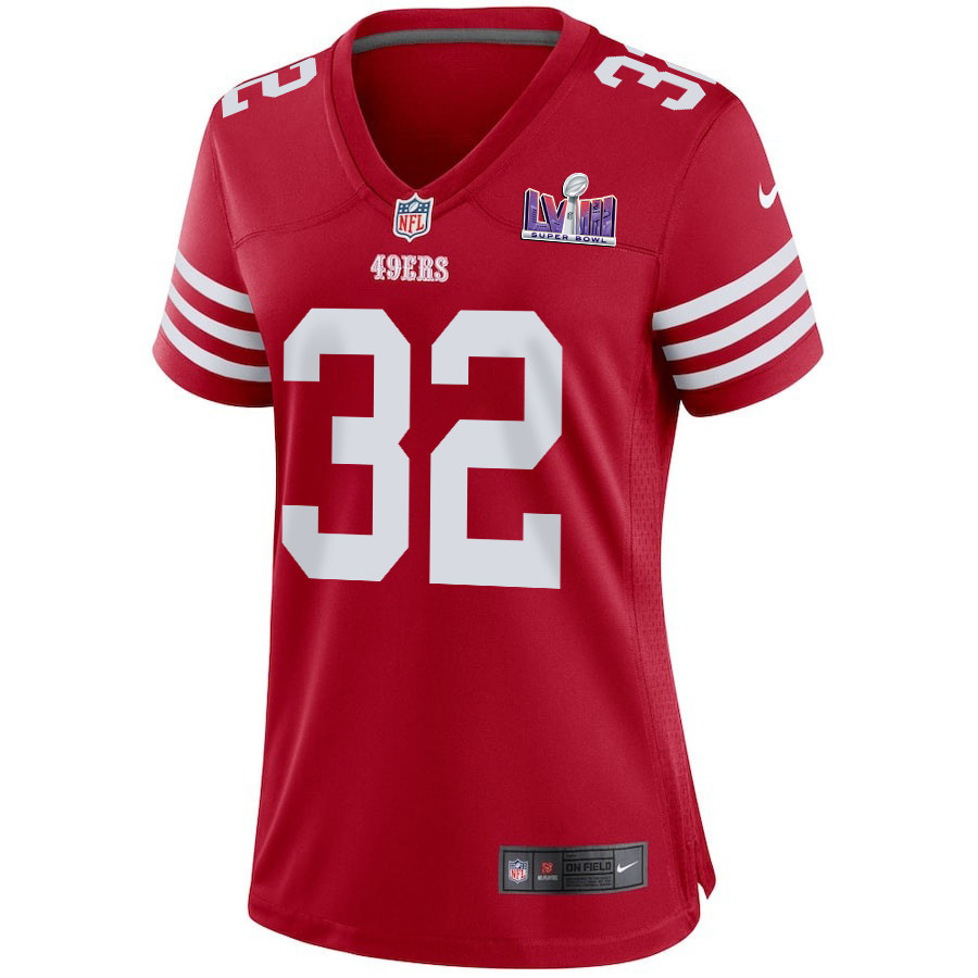 Alternative view of Tyrion Davis-Price 32 San Francisco 49ers Super Bowl LVIII Patch Game Women Jersey - Scarlet JS6161 nicesnker