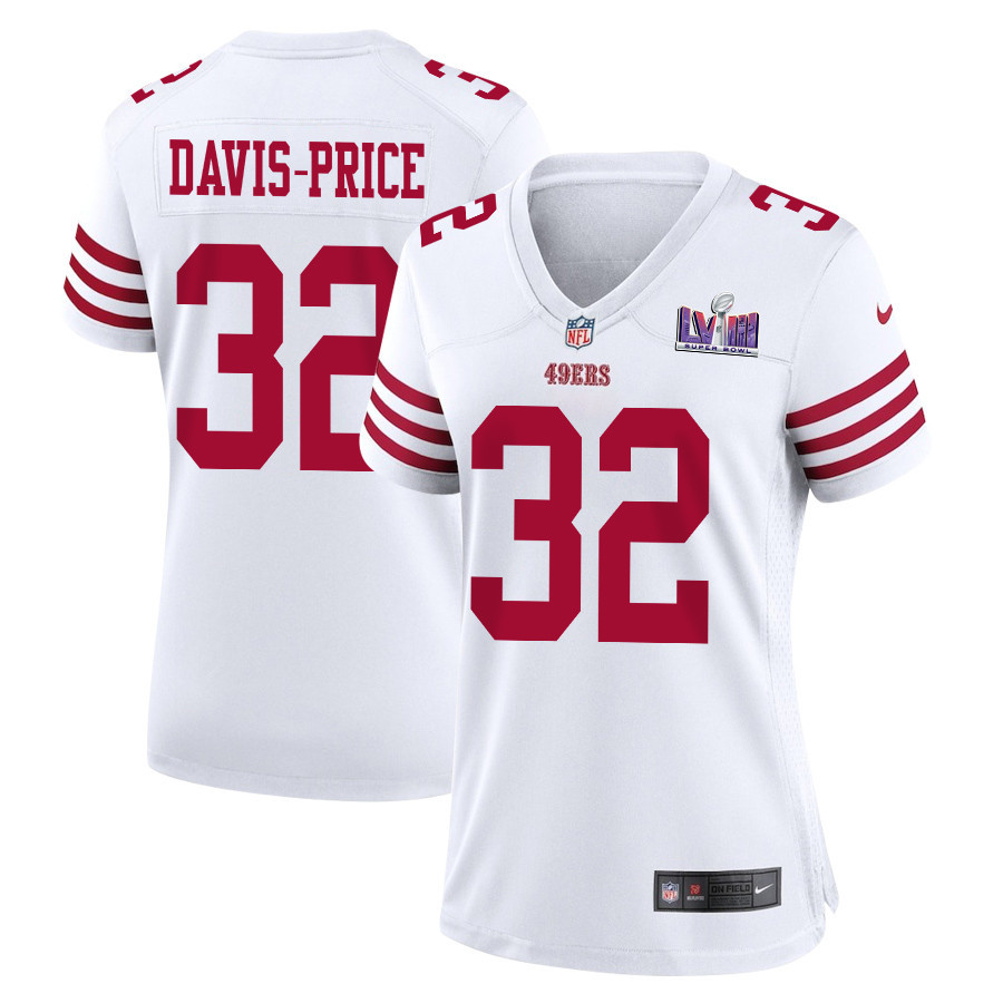 Tyrion Davis-Price 32 San Francisco 49ers Super Bowl LVIII Patch Game Women Jersey - White JS8163 nicesnker