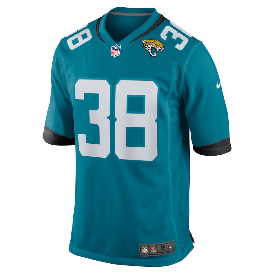 Alternative view of Velus Jones Jr. 38 Jacksonville Jaguars Team Game Men Jersey - Teal JS7341 nicesnker