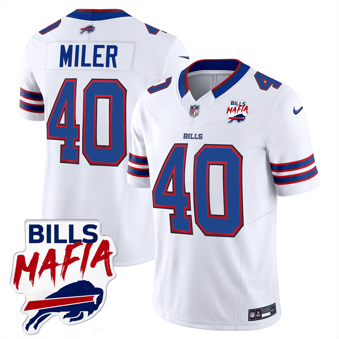 Von Miller 40 Buffalo Bills Bills Mafia Patch Game Men Jersey - White JS9373 nicesnker