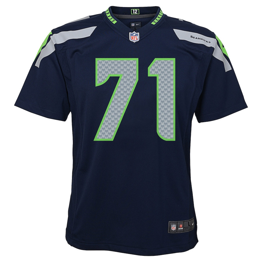 Alternative view of Walter Jones 71 Seattle Seahawks YOUTH Retired Game Jersey - Navy Blue JS9843 nicesnker