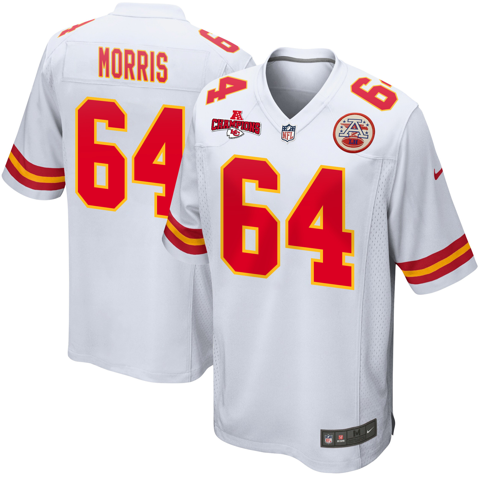 Wanya Morris 64 Kansas City Chiefs AFC Champions Patch Game Men Jersey - White JS4258 nicesnker