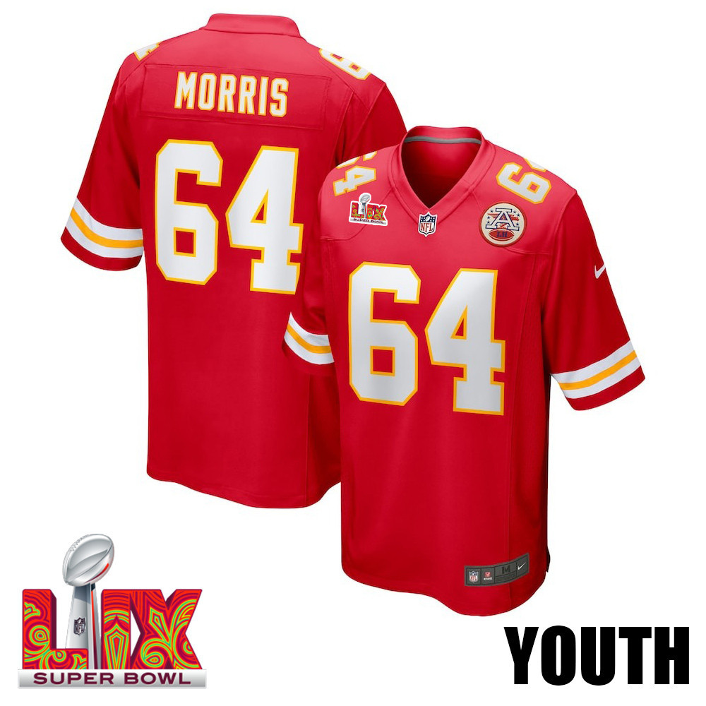 Wanya Morris #64 Kansas City Chiefs Super Bowl LIX YOUTH Jersey - Red JS9587 nicesnker