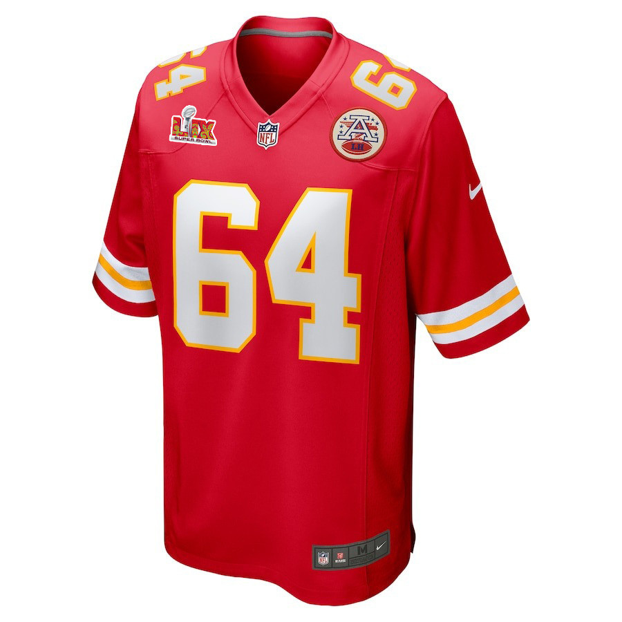 Alternative view of Wanya Morris #64 Kansas City Chiefs Super Bowl LIX YOUTH Jersey - Red JS9587 nicesnker