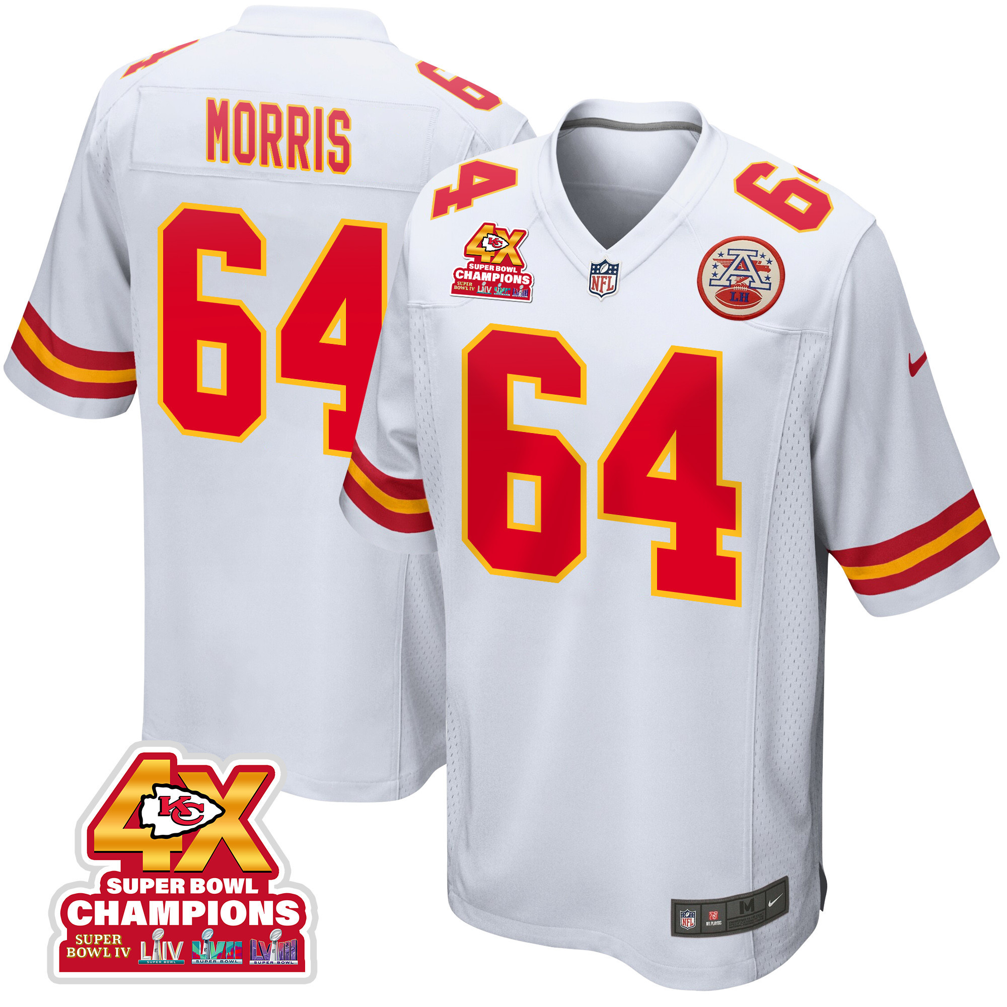 Wanya Morris 64 Kansas City Chiefs Super Bowl LVIII Champions 4X Game Men Jersey - White JS1860 nicesnker