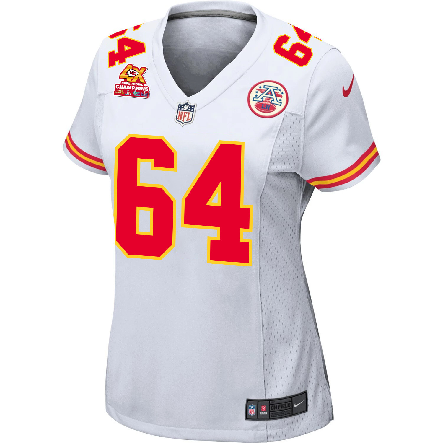 Alternative view of Wanya Morris 64 Kansas City Chiefs Super Bowl LVIII Champions 4X Game Women Jersey - White JS4756 nicesnker