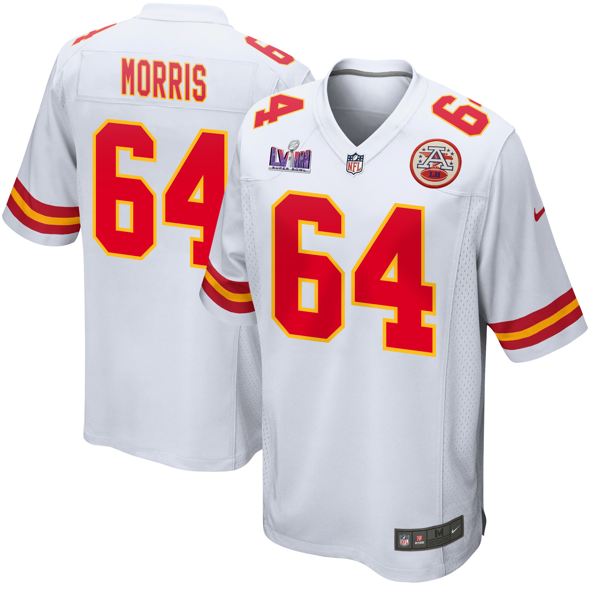 Wanya Morris 64 Kansas City Chiefs Super Bowl LVIII Patch Game Men Jersey - White JS7466 nicesnker