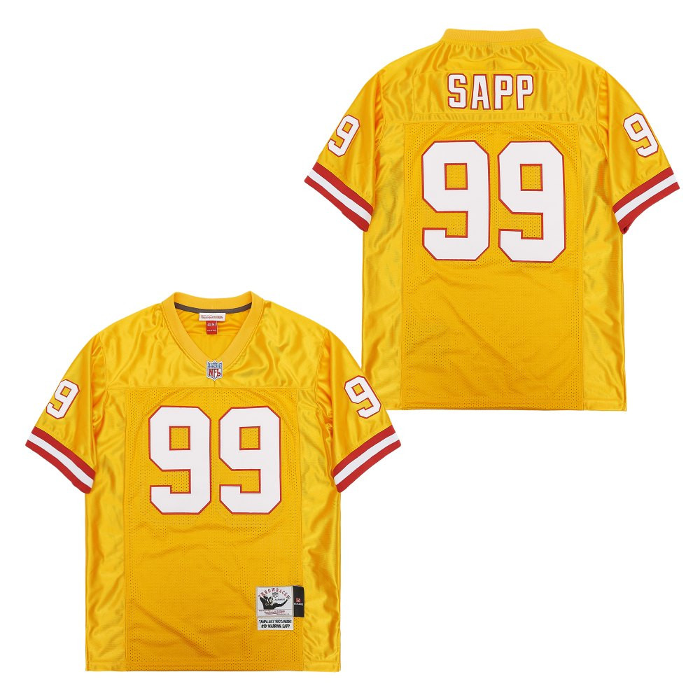 Alternative view of Warren Sapp 99 Tampa Bay Buccaneers Throwback Men Jersey - Yellow JS9815 nicesnker
