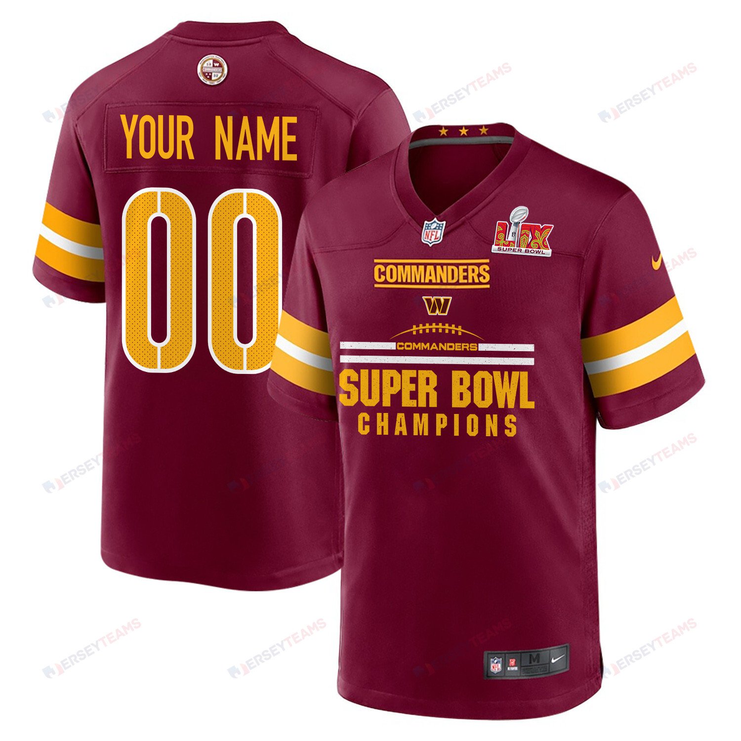 Washington Commanders Super Bowl LIX Champions Ball Game Men Custom Jersey - Burgundy JS4573 nicesnker