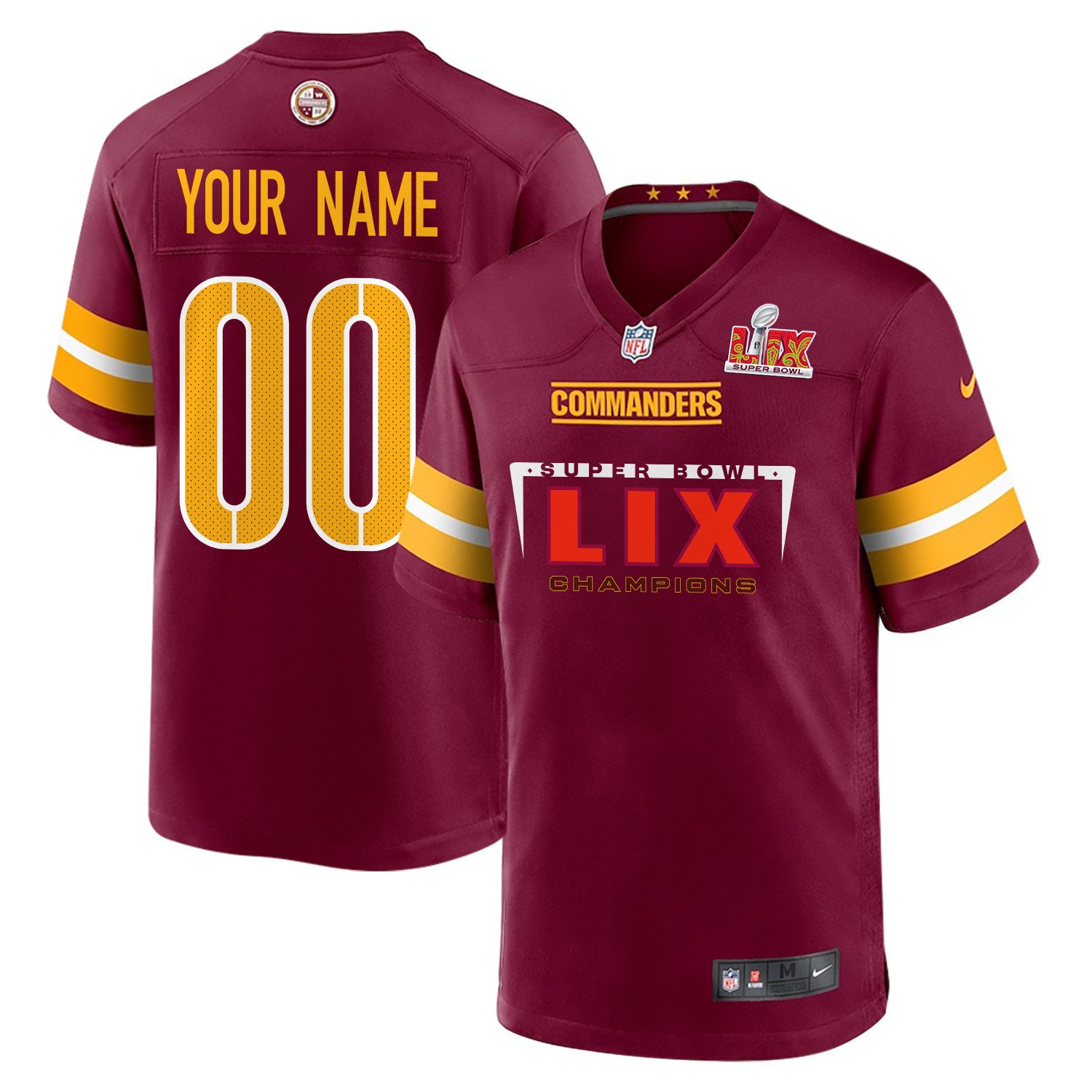 Washington Commanders Super Bowl LIX Champions Simple Style Game Men Custom Jersey - Burgundy JS7739 nicesnker