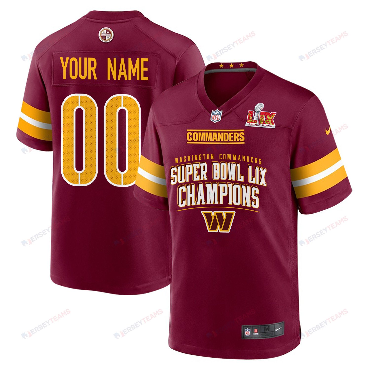 Washington Commanders Super Bowl LIX Champions V2 Game Men Custom Jersey - Burgundy JS4494 nicesnker
