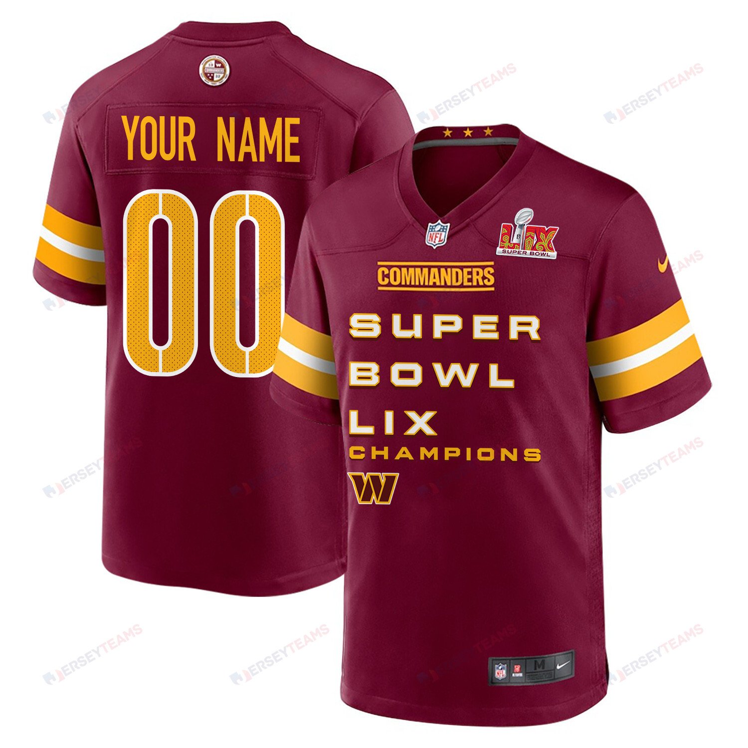 Washington Commanders Super Bowl LIX Champions V3 Game Men Custom Jersey - Burgundy JS1119 nicesnker