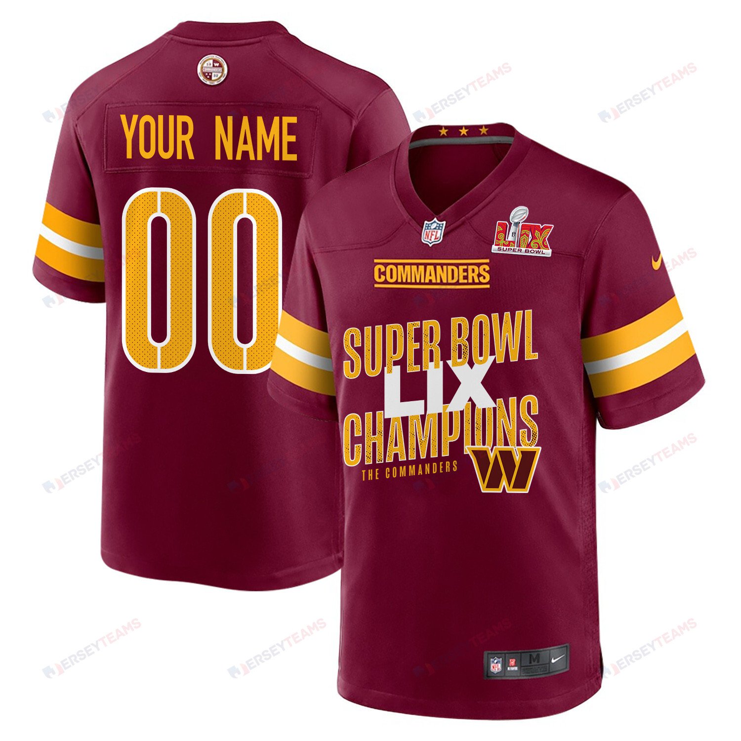 Washington Commanders Super Bowl LIX Champions V5 Game Men Custom Jersey - Burgundy JS2815 nicesnker