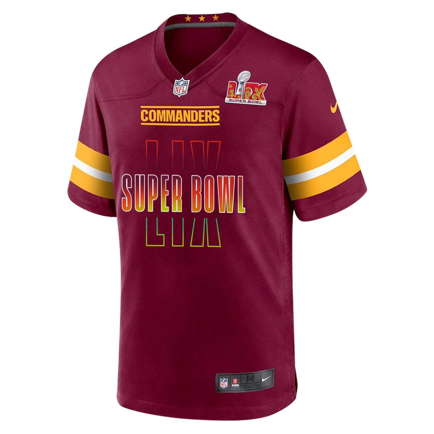 Alternative view of Washington Commanders Super Bowl LIX Game Men Custom Jersey - Burgundy JS3055 nicesnker