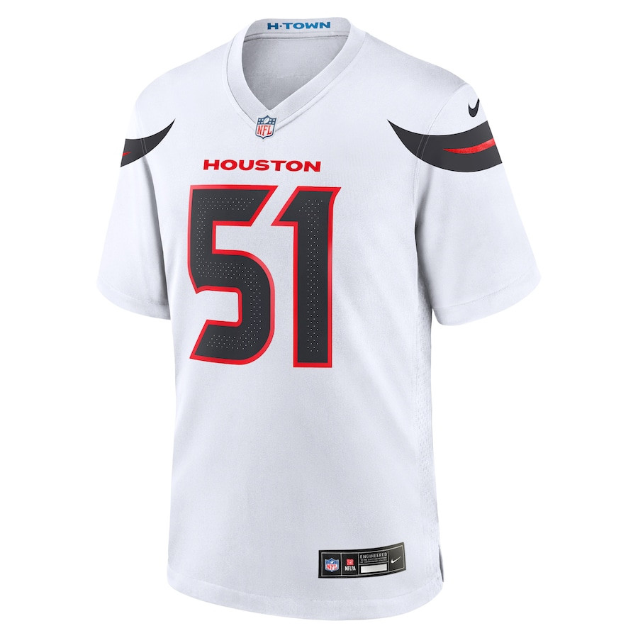 Alternative view of Will Anderson Jr. 51 Houston Texans Game Jersey - Men, White JS6401 nicesnker