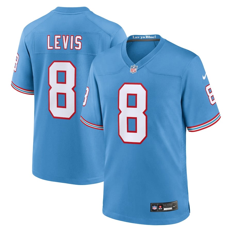 Will Levis 8 Tennessee Titans Oilers Throwback Game Men Jersey - Light Blue JS1636 nicesnker