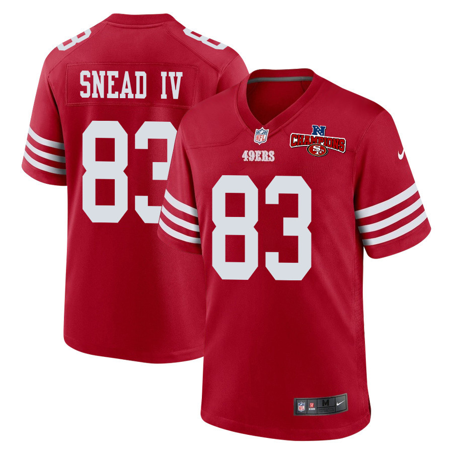 Willie Snead IV 83 San Francisco 49ers NFC Champions Patch Game Men Jersey - Scarlet JS1828 nicesnker