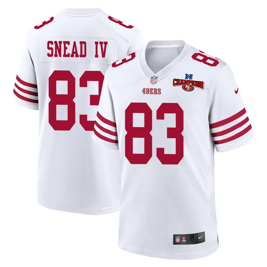 Willie Snead IV 83 San Francisco 49ers NFC Champions Patch Game Men Jersey - White JS9082 nicesnker