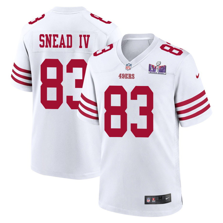 Willie Snead IV 83 San Francisco 49ers Super Bowl LVIII Patch Game Men Jersey - White JS1548 nicesnker