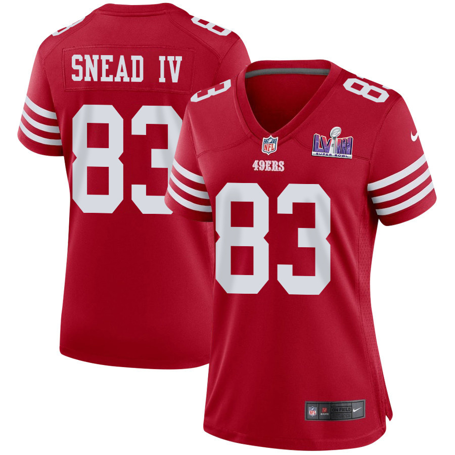 Willie Snead IV 83 San Francisco 49ers Super Bowl LVIII Patch Game Women Jersey - Scarlet JS3318 nicesnker