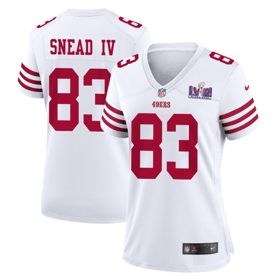 Willie Snead IV 83 San Francisco 49ers Super Bowl LVIII Patch Game Women Jersey - White JS6803 nicesnker