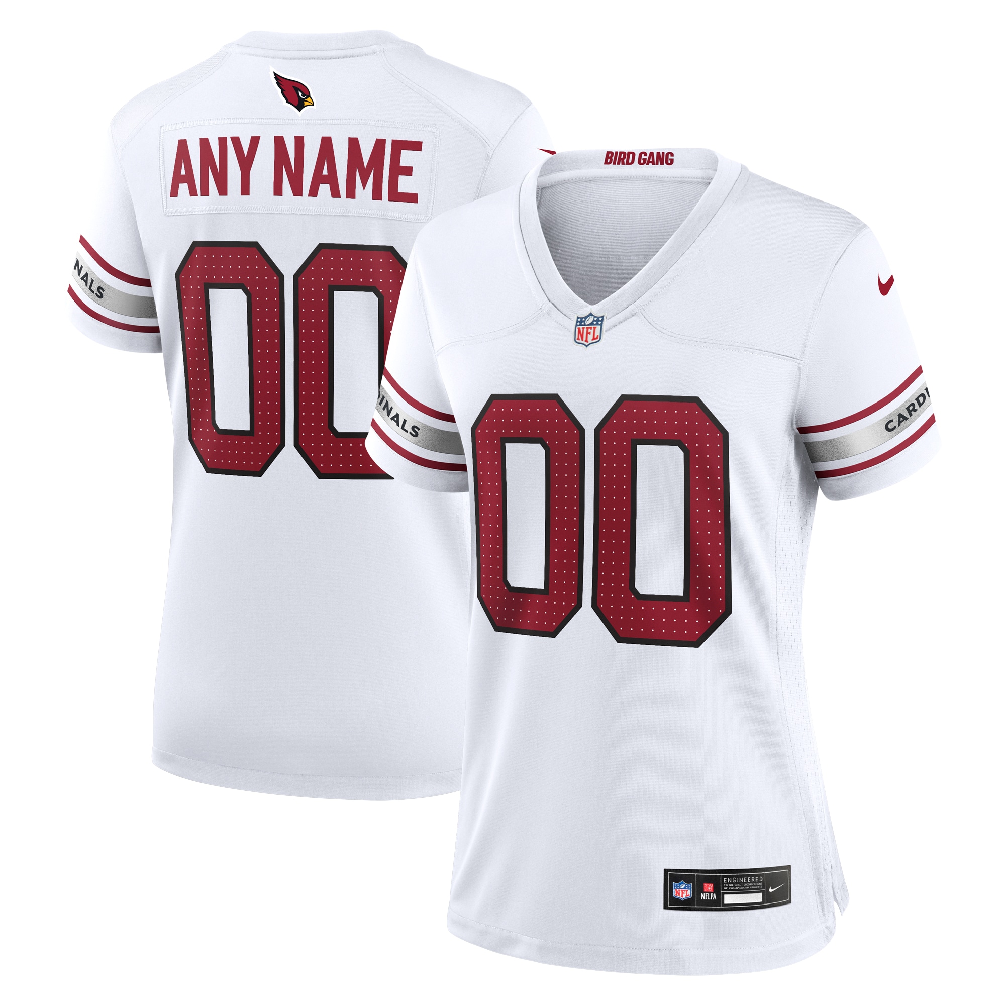 Women's Arizona Cardinals White Custom Game Jersey JS1673 nicesnker