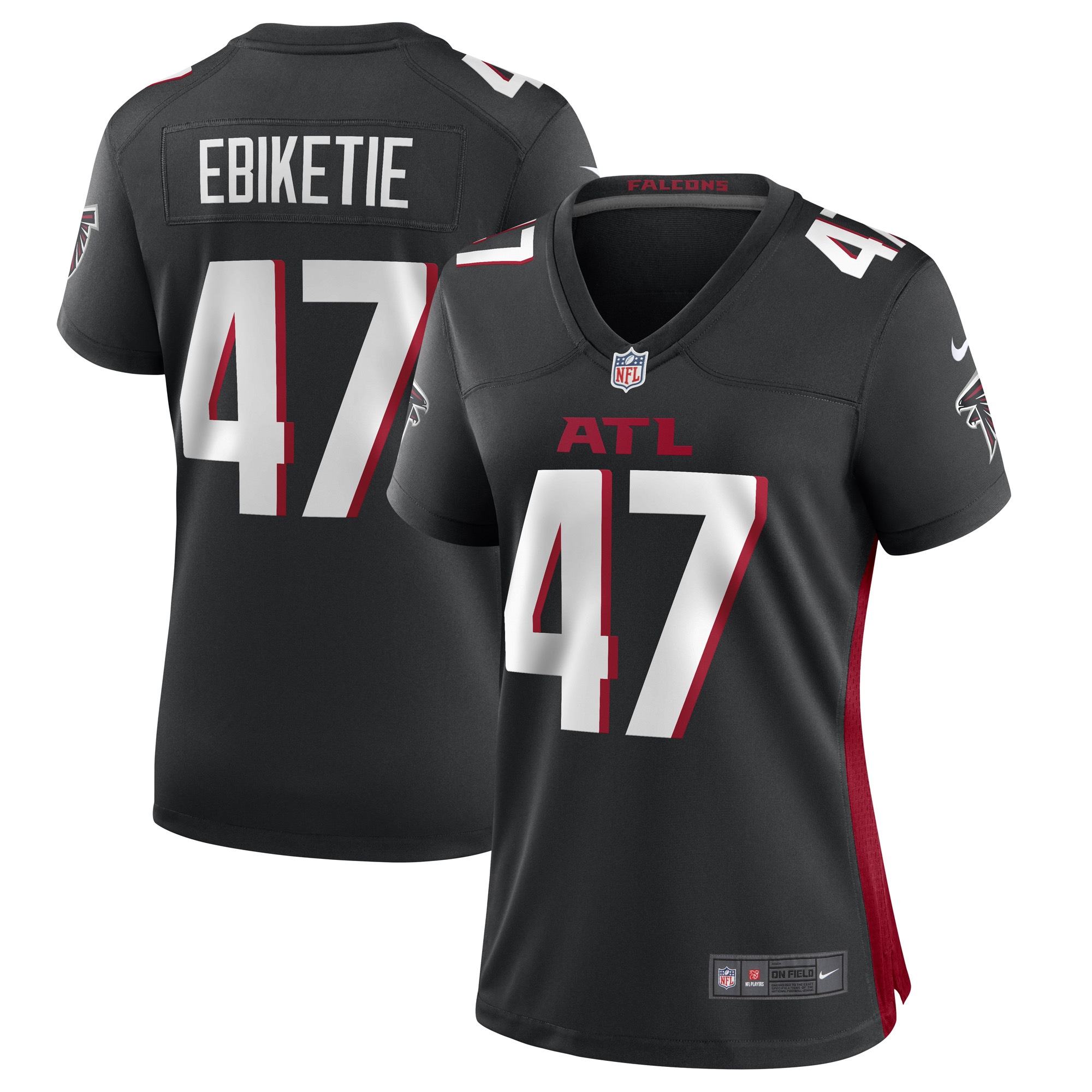 Women's Arnold Ebiketie Atlanta Falcons Black Game Player Jersey JS4413 nicesnker