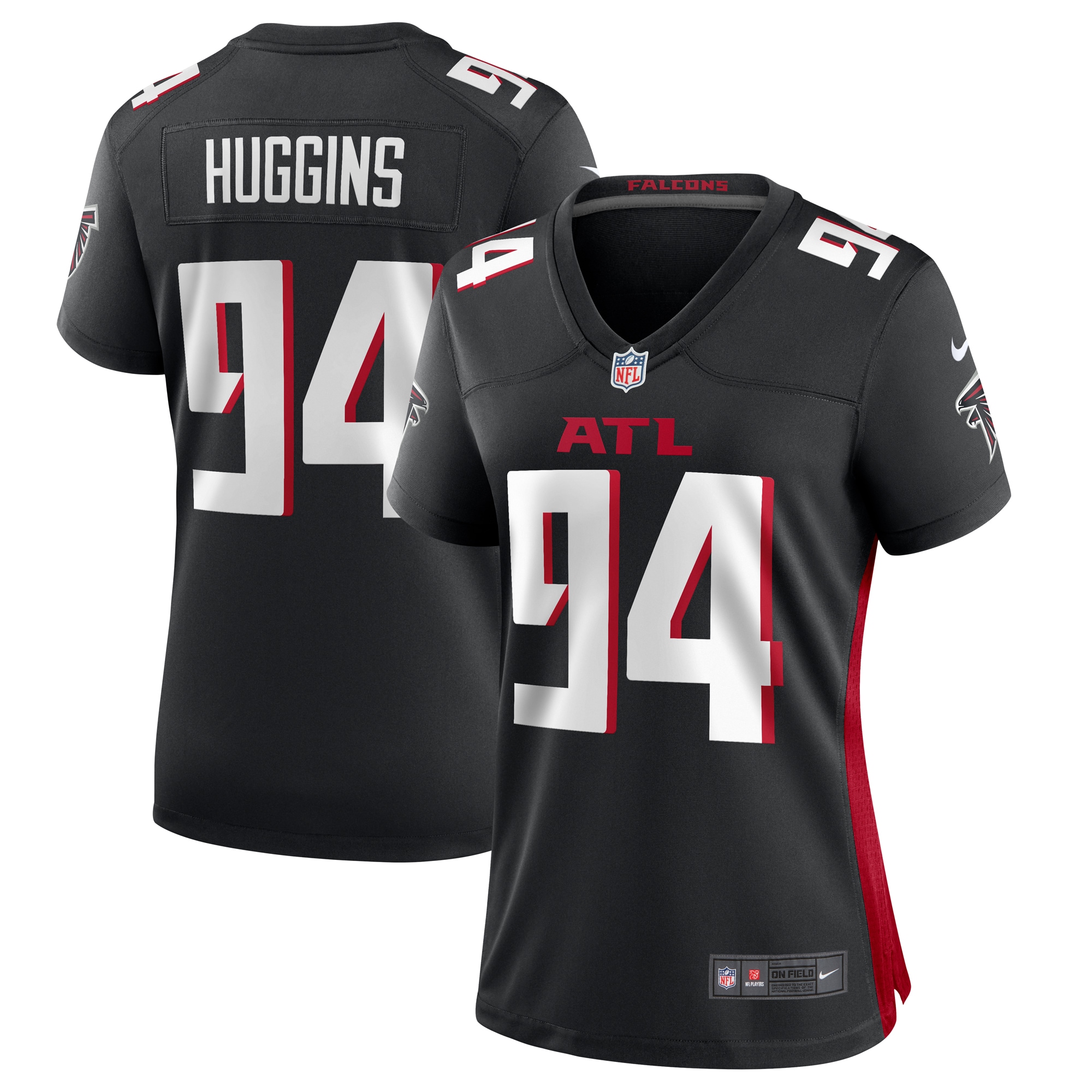 Women's Atlanta Falcons Albert Huggins Black Team Game Jersey JS3856 nicesnker