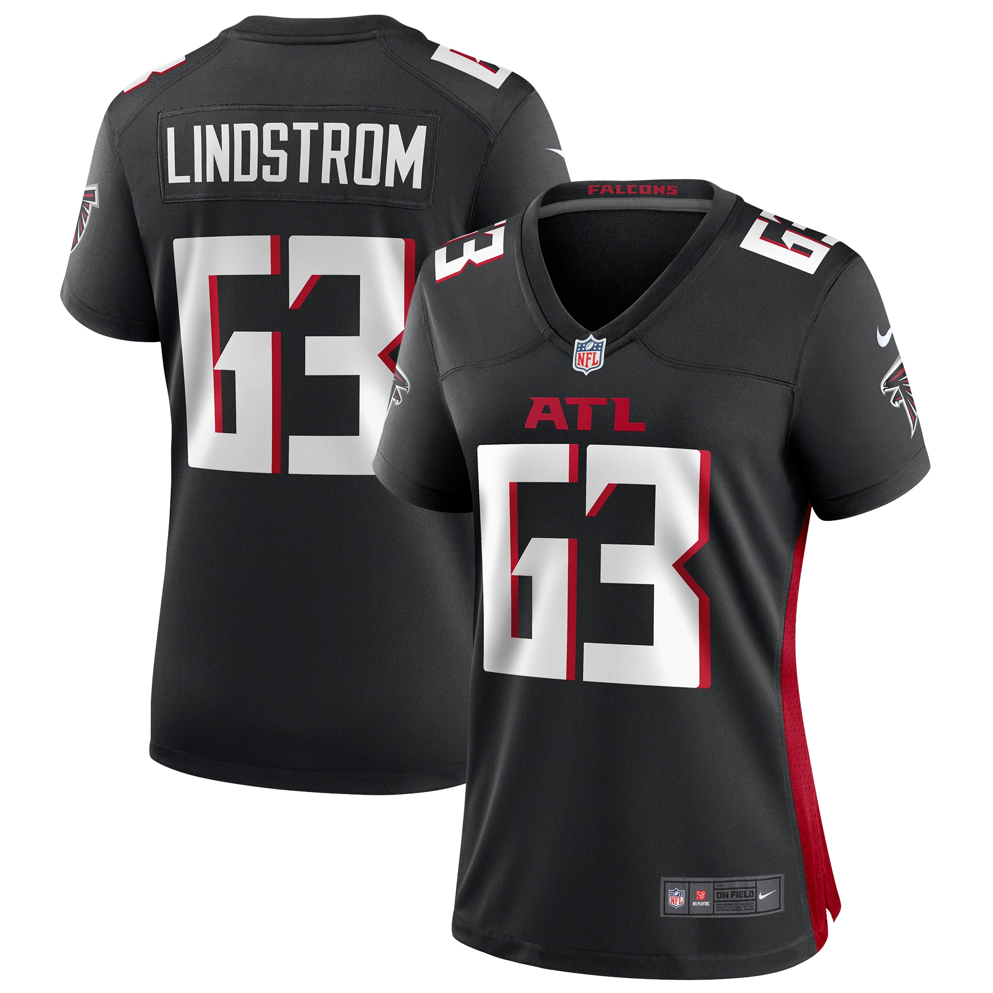 Women's Atlanta Falcons Chris Lindstrom Black Game Jersey JS8029 nicesnker