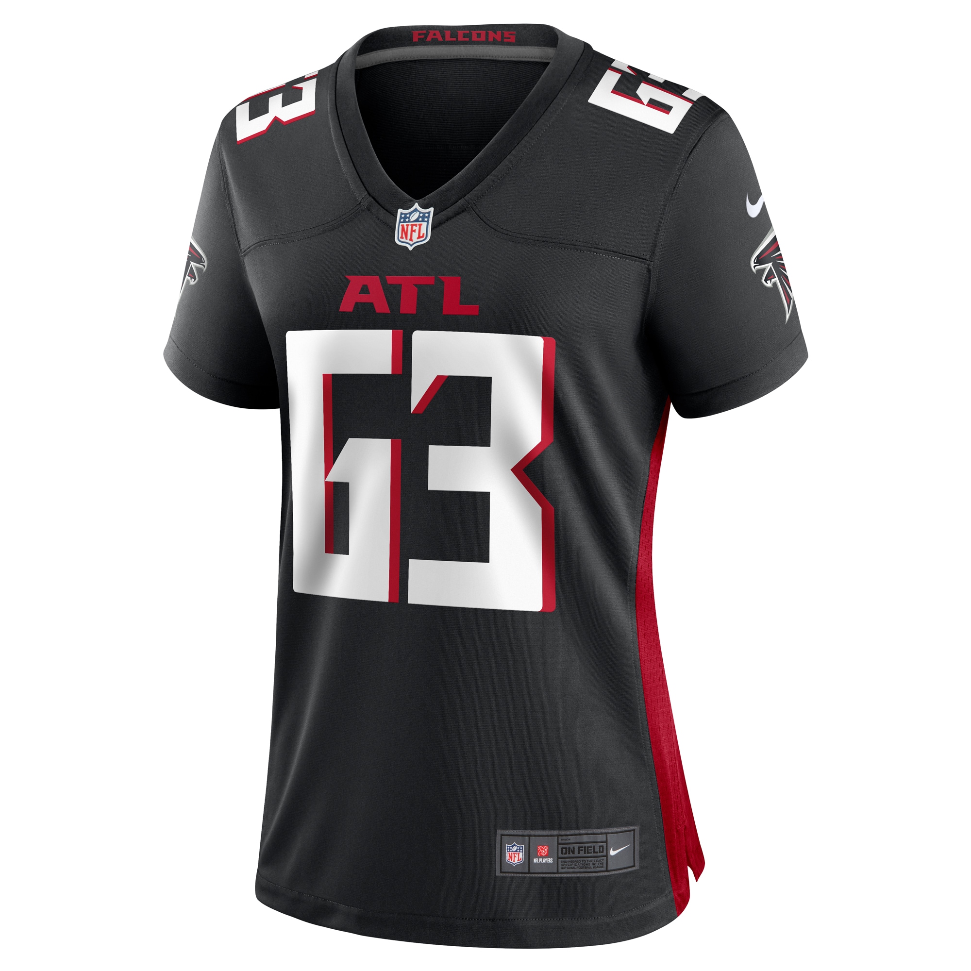 Alternative view of Women's Atlanta Falcons Chris Lindstrom Black Team Game Jersey JS9462 nicesnker