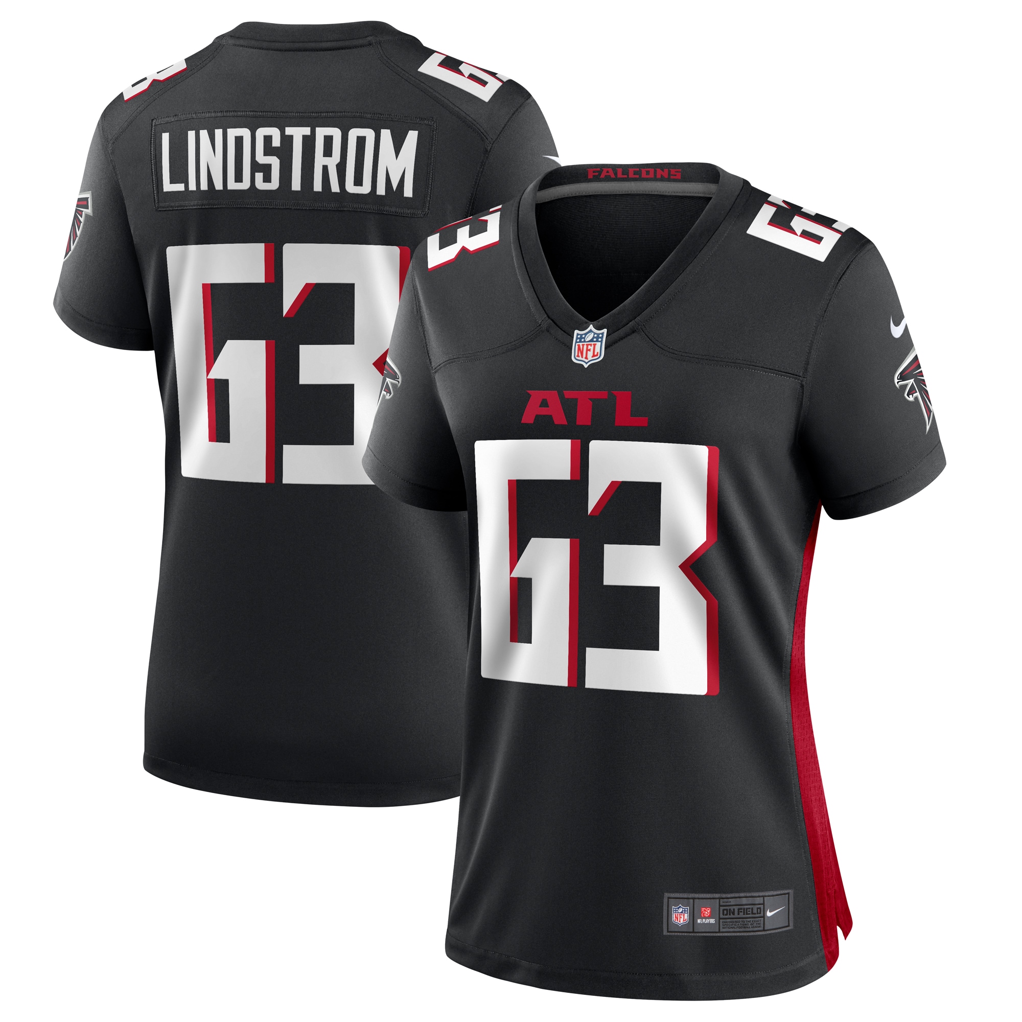 Women's Atlanta Falcons Chris Lindstrom Black Team Game Jersey JS9462 nicesnker