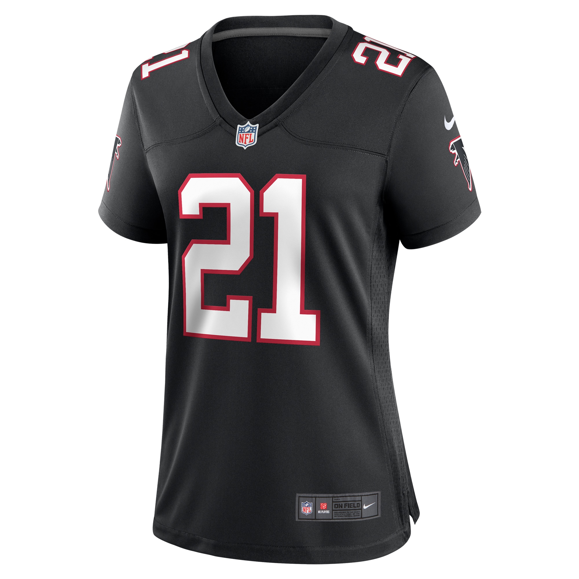 Alternative view of Women's Atlanta Falcons Deion Sanders Black Alternate Retired Player Game Jersey JS4068 nicesnker