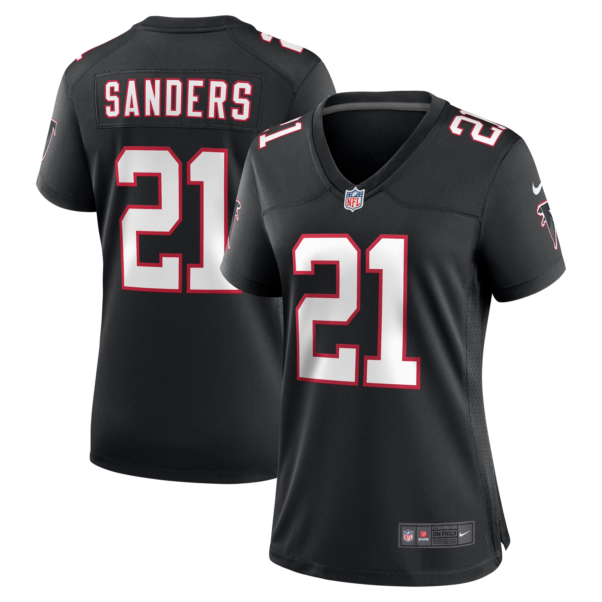 Women's Atlanta Falcons Deion Sanders Black Alternate Retired Player Game Jersey JS4068 nicesnker