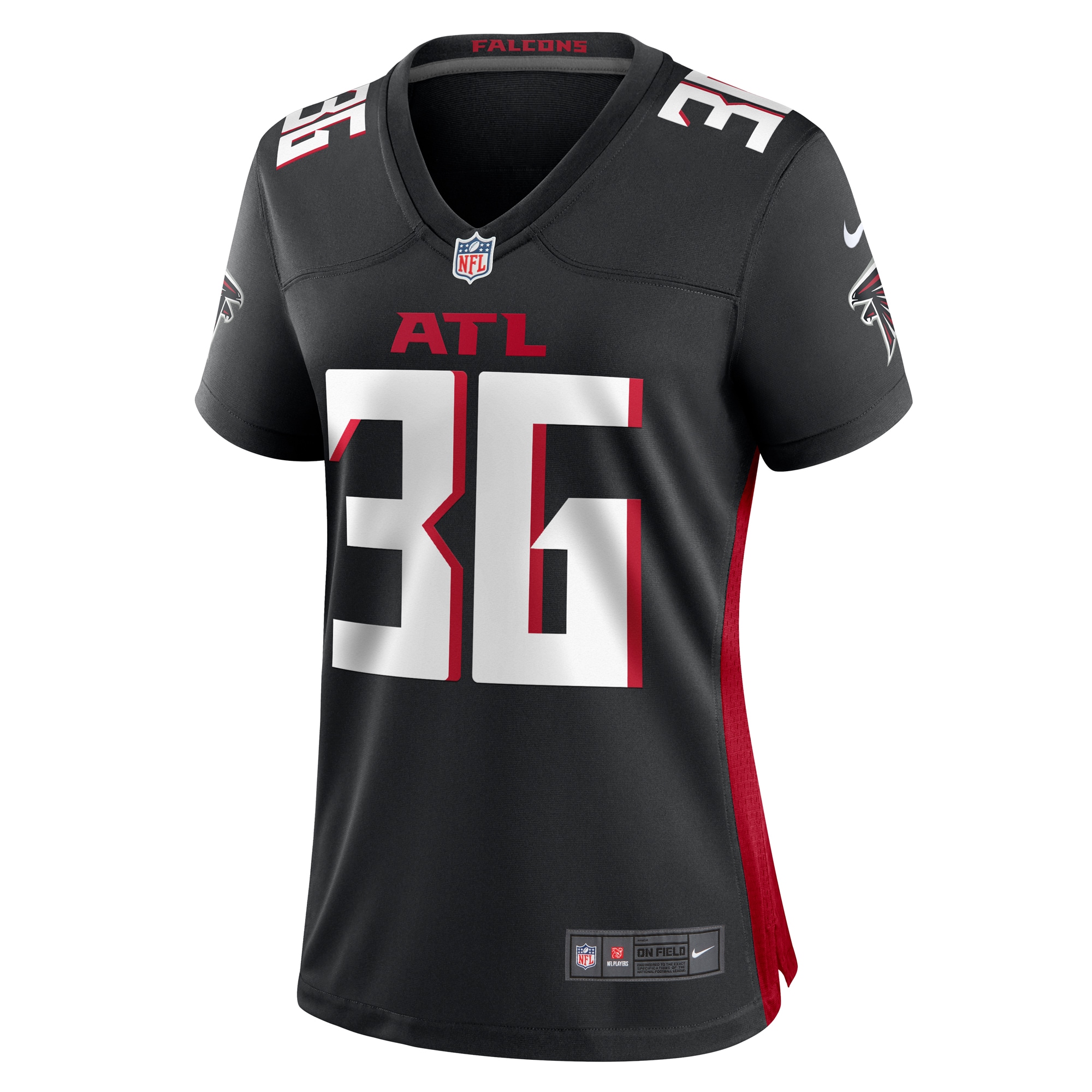 Alternative view of Women's Atlanta Falcons Harrison Hand Black Game Jersey JS8763 nicesnker