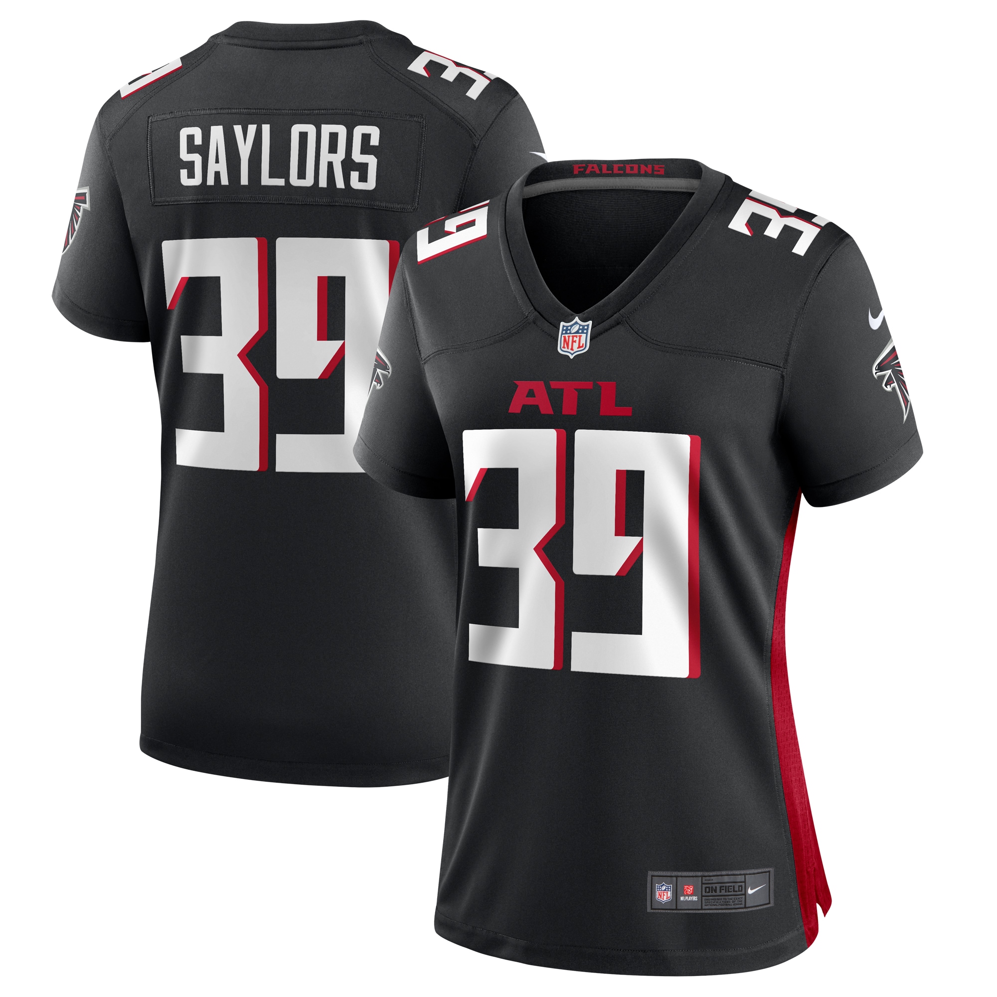 Women's Atlanta Falcons Jacob Saylors Black Game Jersey JS8165 nicesnker