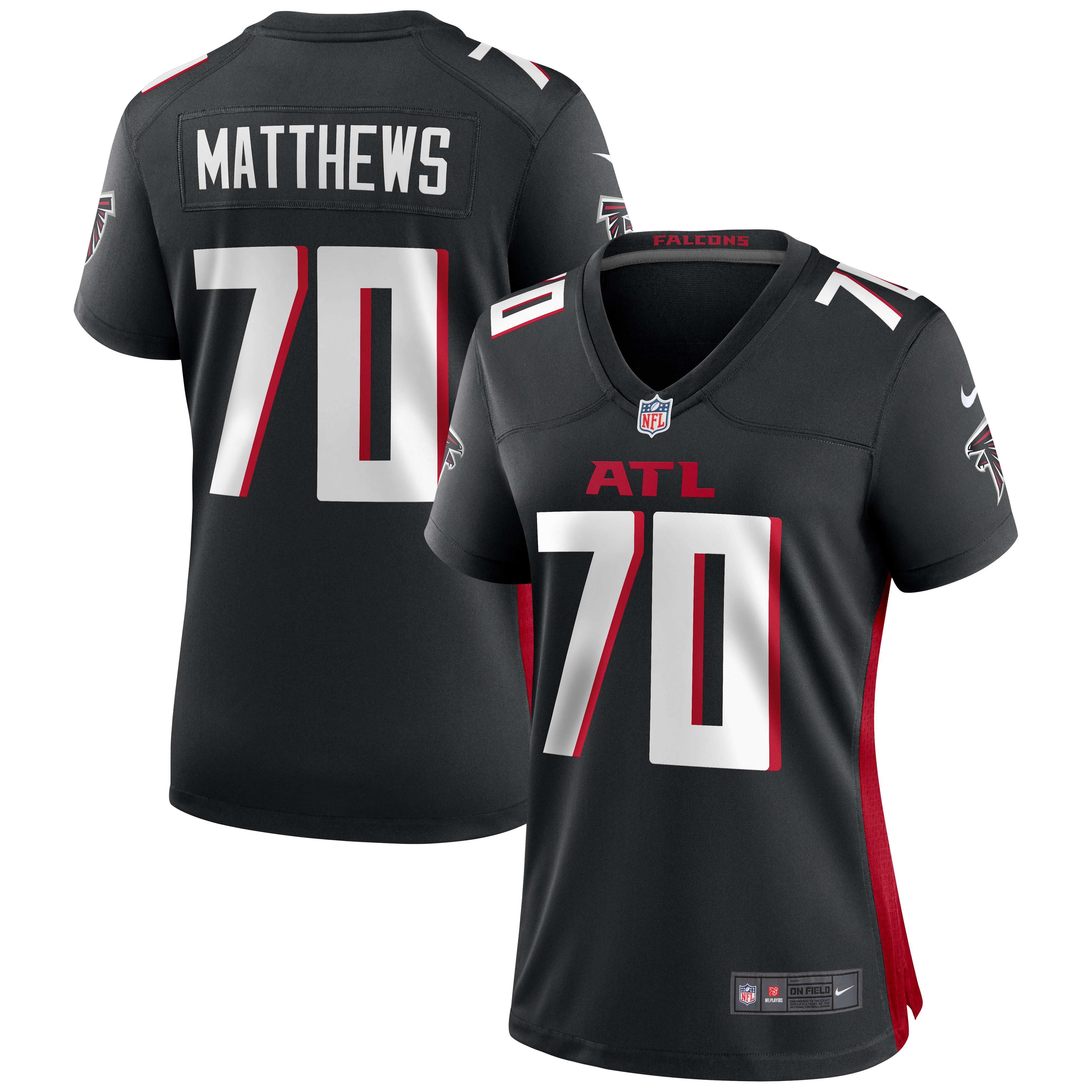 Women's Atlanta Falcons Jake Matthews Black Game Jersey JS9322 nicesnker