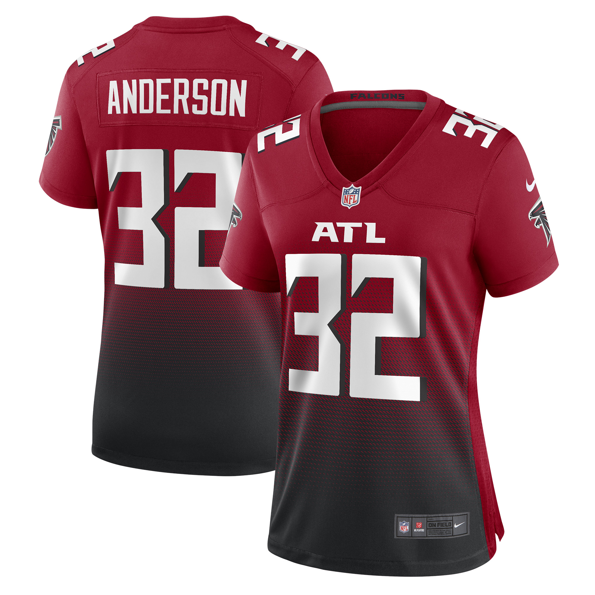 Women's Atlanta Falcons Jamal Anderson Red Retired Game Jersey JS9543 nicesnker