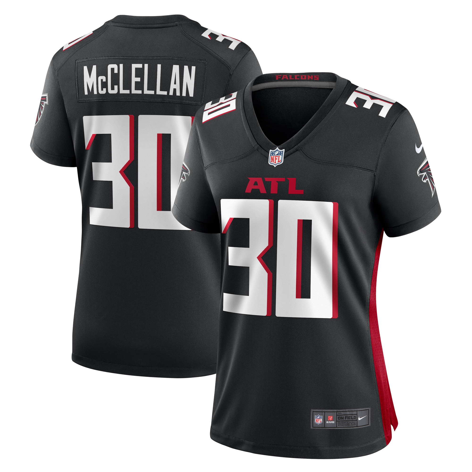Women's Atlanta Falcons Jase McClellan Black Game Jersey JS1128 nicesnker