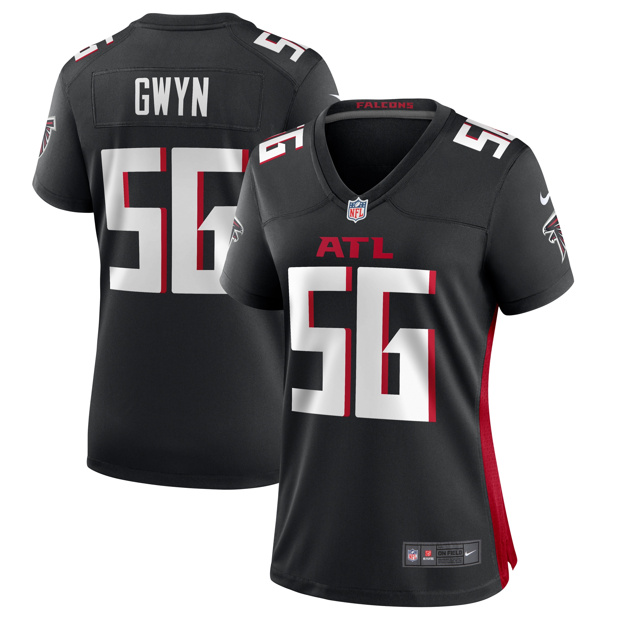 Women's Atlanta Falcons Jovaughn Gwyn Black Team Game Jersey JS8855 nicesnker