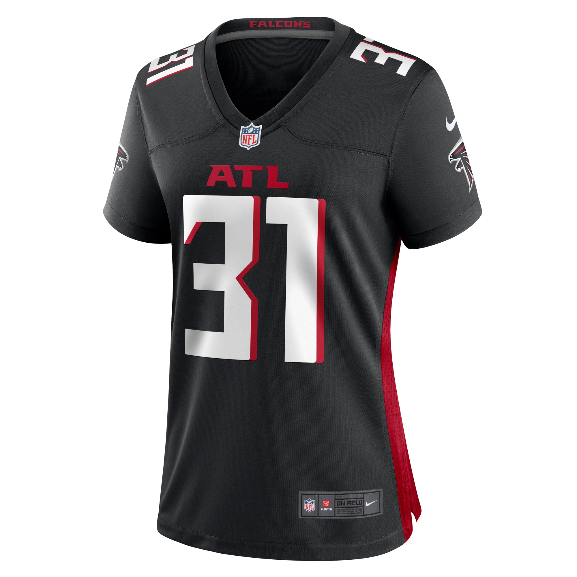 Alternative view of Women's Atlanta Falcons Justin Simmons Black Game Jersey JS8362 nicesnker