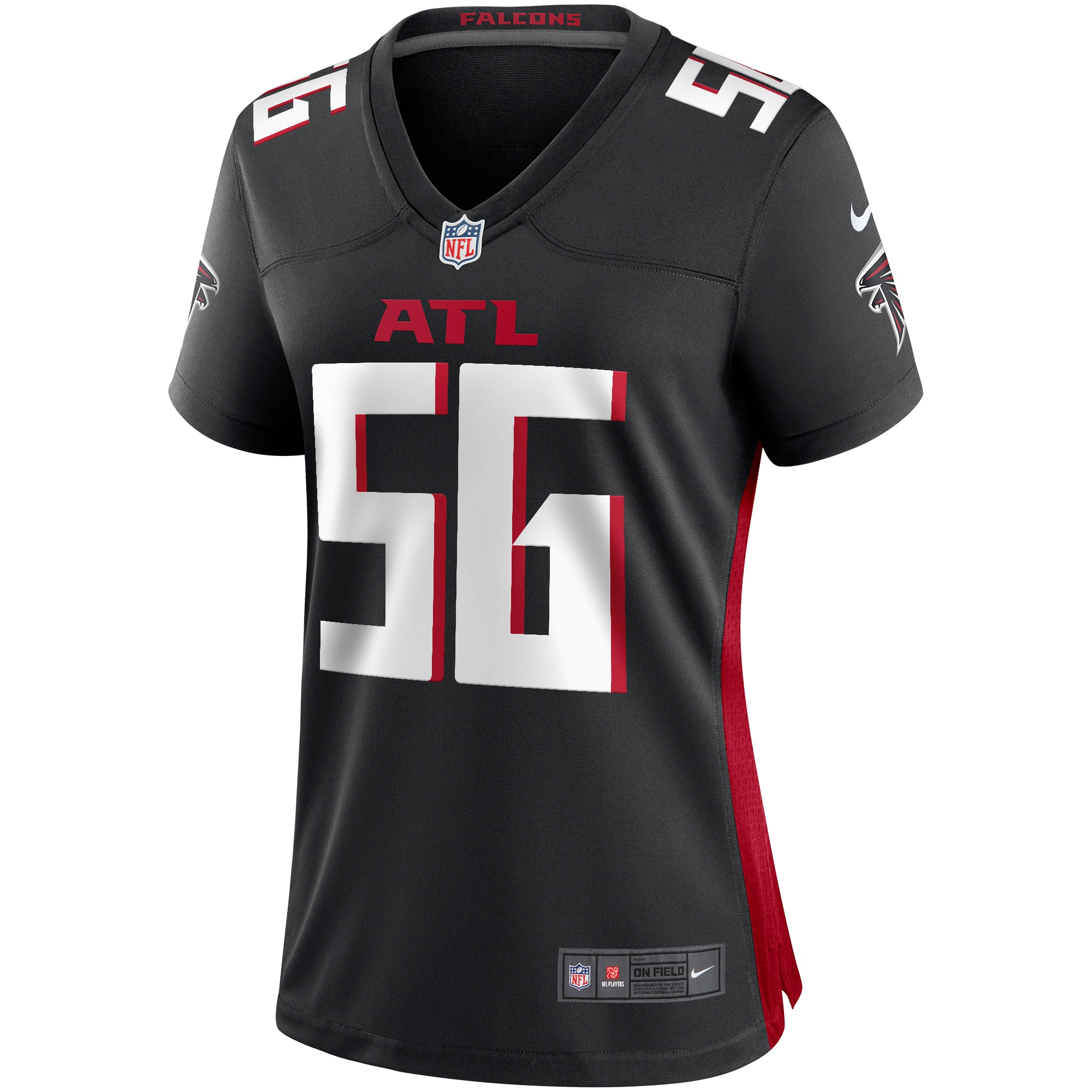 Alternative view of Women's Atlanta Falcons Keith Brooking Black Game Retired Player Jersey JS2939 nicesnker